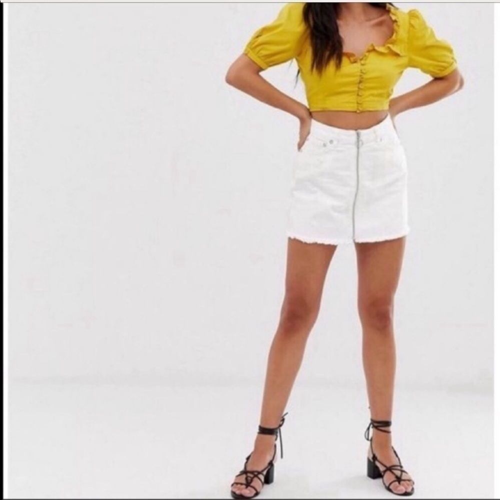 🆕Free People Zip It Mini Denim Jean Skirt size 0